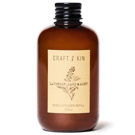 Craft & Kin Lily & Jasmine Diffuser Reed Diffuser | All Natural Essential Oil & 8 Rattan Scent Sticks | Reed Diffusers for Home, Bathroom | Long Lasting Home Fragrance in Amber Glass, 5.75oz