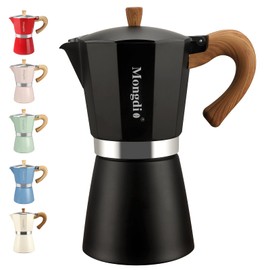 Mongdio Stovetop Espresso Maker Moka Pot, Cuban Coffee Maker Stove top coffee maker Moka Italian Espresso Greca Coffee Maker Brewer Percolator, 12 Espresso Cups, 20 oz - Black
