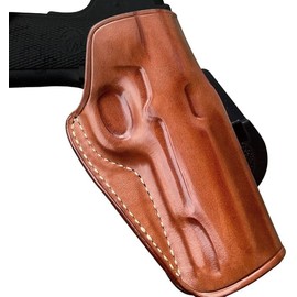 Premium Leather OWB Paddle Holster Open Top Fits, Springfieldd 1911 DS Prodigy 9mm 4.25" Barrel, Right Hand Draw, Brown Color #1660#