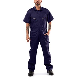 Kolossus Coveralls for Men Short Sleeve – Blended – Zippered – Pockets – Jumpsuit for Men Navy Blue