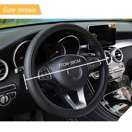 CGEAMDY Auto Lenkrad Abdeckung, Universal 38 cm Microfiber Lenkradhülle, Anti Rutsch Atmungsaktiv Lenkradabdeckung, Geruch frei Lenkradbezug Lenkradschoner(Schwarz)