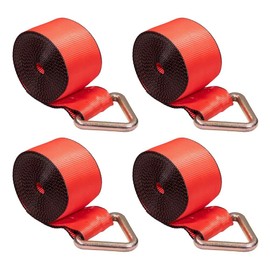 Mytee Products 4 Pack Winch Straps 4" x 30' Red Heavy Duty Tie Down w/Delta Ring WLL# 5400 lbs | 4 Inch Cargo Control for Flatbed Truck Utility Trailer