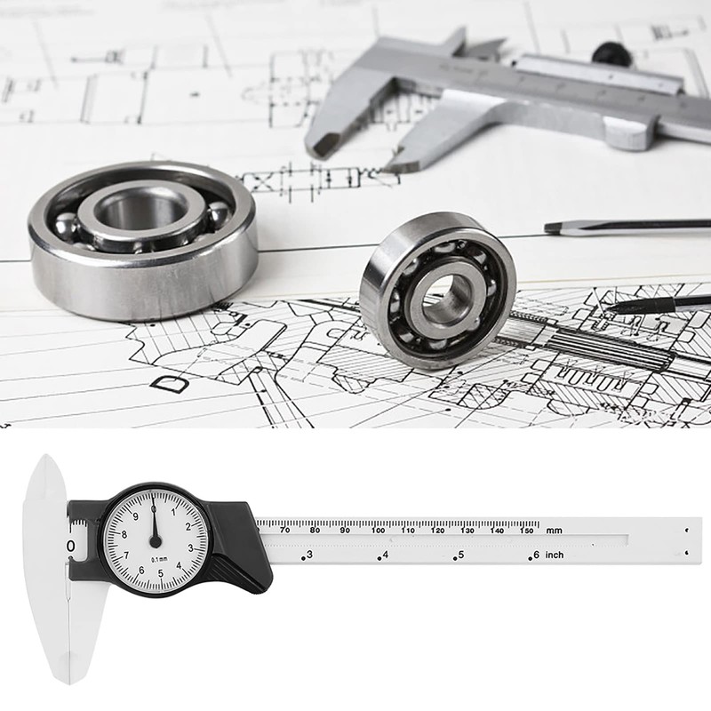 Kadimendium Plastic Dial Vernier Caliper, High Precision Measuring Tool, 0-150mm,