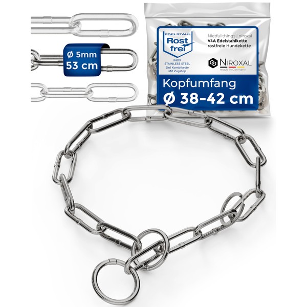Chain Choke for Dogs with Head Circumference 38-42 cm Made