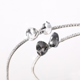 2 Pack Rhinestone Headbands, Fashion Rhinestone Headband with Bow Shiny Butterfly Flowers Crystal Thin Head Bands Sparkly Beaded Hoops Bridal Headpiece Hair Styling Accessories (Silver, Black)