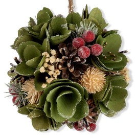 The Bridge Collection 6" Leafy Pinecone with Berries Ball Ornament - Festive Woodland Holiday Hanging Orb Decor