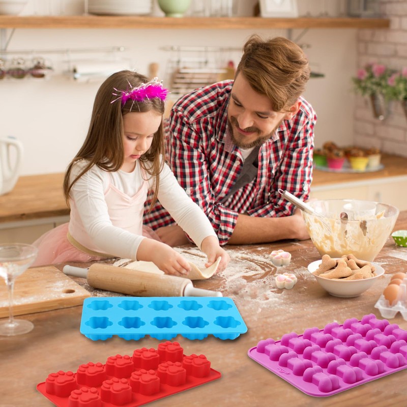 6PCS Silicone Molds Puppy Dog Paw and Bone, Elegant Chocolate