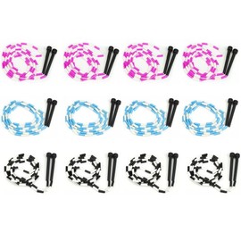 Jump Rope 12-Pack - Pink, Blue, Black and White Skip Ropes for Exercise - Outdoor Jump Rope for Kids, Adults and Athletes - Family Fun Toys and Games