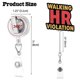 Sixrip Walking HR Violation Retractable Glitter Badge Reel with Alligator Clip, Funny Badge Holder Gift for HR Office Worker Coworker, Human Resource Gift, Birthday Thank You Gift for New Office