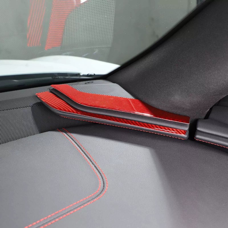 autopart2021 Red Carbon Fiber Instrument Dashboard Side Panel Trim For