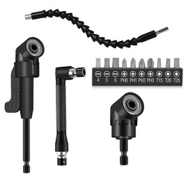 14-Piece Angle Screwdriver Attachment Set, 105° Angle Attachment, Angle Screwdriver Attachment, Angle Attachment Set Bit Extension, 1/4 Inch Hex Shank, Attachment Adapter for Drilling Narrow Spaces