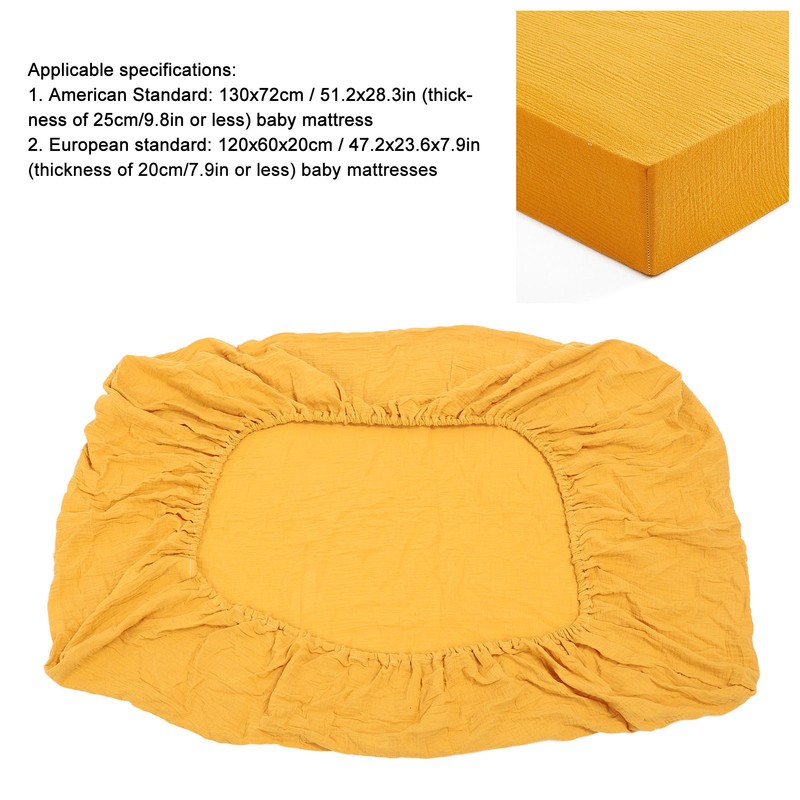 Fitted Crib Sheet Full Cotton Crinkle Fabric Soft Breathable Comfortable
