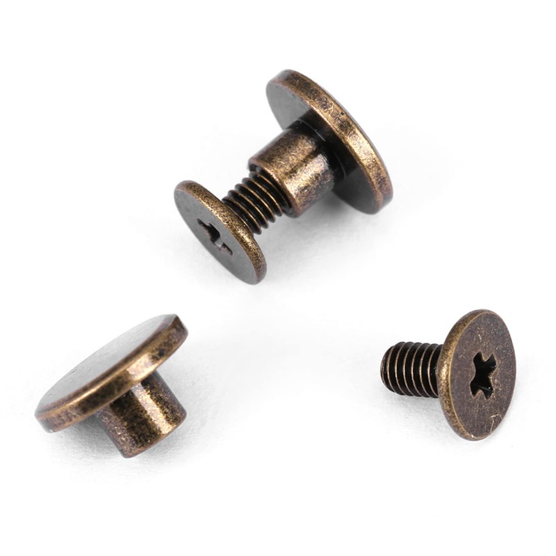 Pack of 20 Bronze Leather Rivets, Full Copper Flat Head