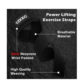 YZKEC 24" Cotton Weight Lifting Wrist Straps with Neoprene Cushioned - Black Straps