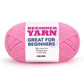 Hilo de melocotón de 60 g para ganchillo y tejer; hilo de algodón de 66 m para principiantes con costuras fáciles de ver; peso peor, mediano #4; hilo de mezcla de algodón y nailon para principiantes