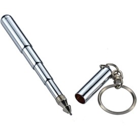 2Pcs Retractable mini pen made of stainless steel Metal Tool Pen Retractable pocket pen keychain Dad gadgets, birthday, Christmas for Office Staff, Construction Workers Car Keychains，Pens and Refills