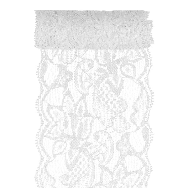 Glarks 1Rolls 4.57m x 80mm Fabric Lace Ribbon, White Floral