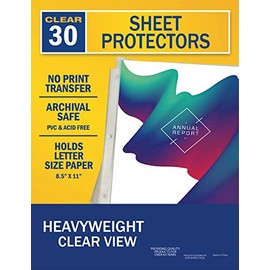 Samsill Sheet Protectors for 3 Ring Binder 8.5 x 11 inch Page Protectors (Clear, Heavyweight 30 Pack)