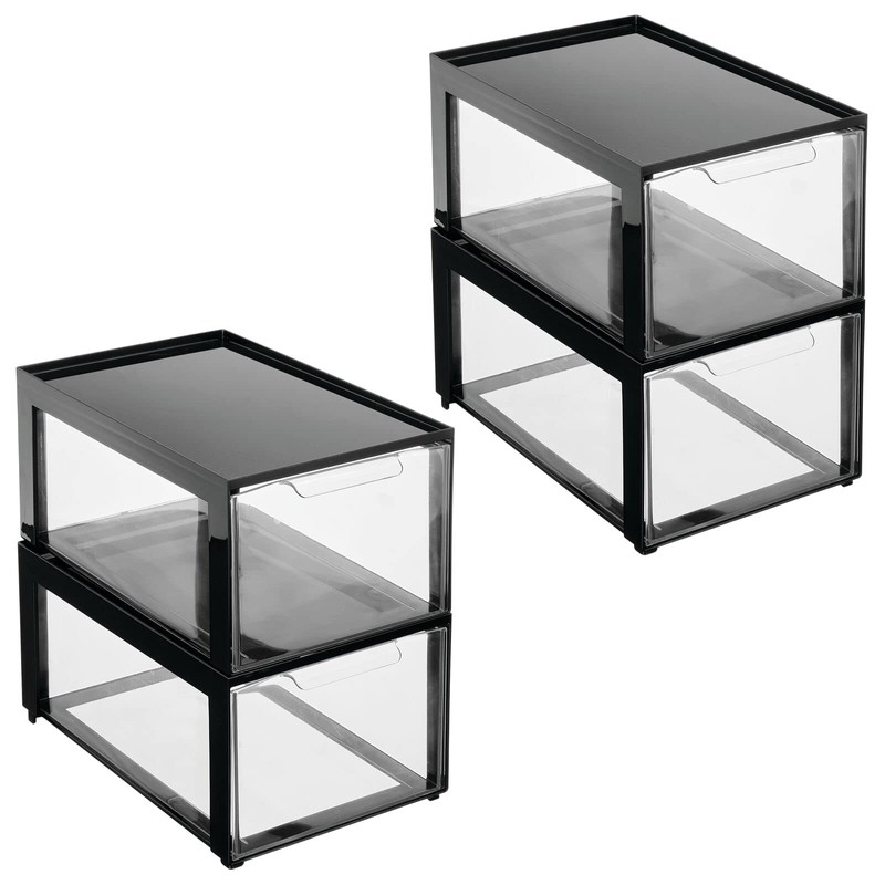 mDesign Plastic Desk Organizer and Storage Bin w/Pull Out Drawer