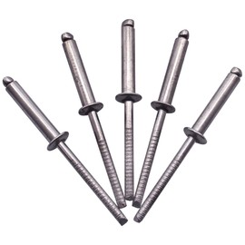 SKIR'CO (40 pcs) Stainless Steel Blind Rivets 4.0 x 25 mm, Dome Head, Pop Rivets, DIN 7337, A2 Rivet, Grooved Mandrel