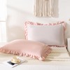 Herside Beige Pink Ruffled Pillowcase 2pcs Rustic Ruffle Fringe Design