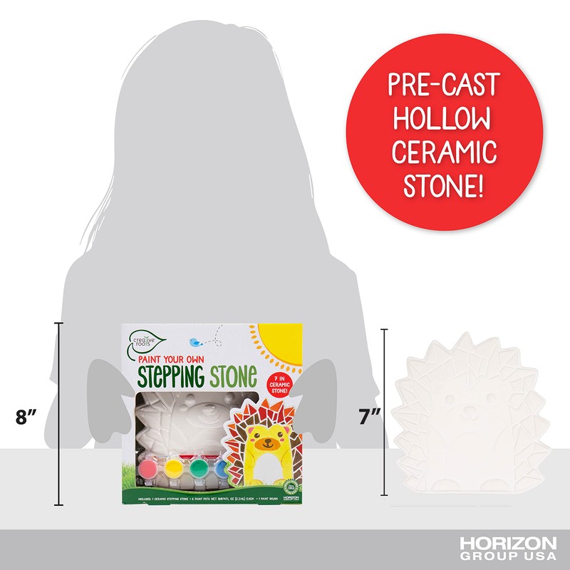 Creative Roots Mosaic Hedgehog Stepping Stone, Includes 7-Inch Ceramic Stone