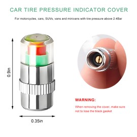 NYTKL 8PCS Tire Pressure Monitor Valve Stem Caps, 2.4 Bar 36PSI Pressure Monitor Stem Covers with 3-Color Eye Alert, Easy to Read Sensor Indicator Tire Valve Cap for Most Car Truck SUV (Silver)