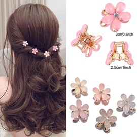 10Pcs Small Mini Metal Hair Clips with Flower Design and Crystals - Cute Barrettes for Girls, Kids' Bangs, and Women's Hair Accessories