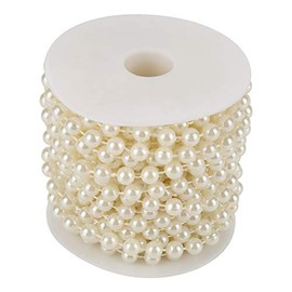 Acouto Rollo Molienda Perlas de Alambre de Perlas Guirnalda Cuerda DIY Decoración de la Boda Perla árbol de Navidad Guirnalda Perlas Perlenkette Deko Dekoration Cadena de Imitación (Beige)
