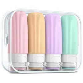 Mrsdry Travel Bottles for Toiletries, Tsa Approved 2oz Travel Bottles, BPA Free Leak Proof Travel Size Toiletry Containers, Refillable Travel Accessories with Toiletry Bag for Shampoo Liquid (4 Pack)