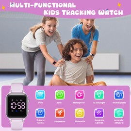 Timever Kids Digital Watches for Boys Girls, Sports Watch with Fitness Tracker, Pedometer, Alarm Clocks, Stopwatch, No App Needed Waterproof Kids Watch, Gift for Teens Student Girls Boys Ages 5-14