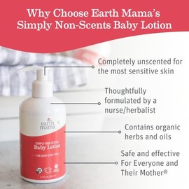Earth Mama Simply Non-Scents Baby Lotion for Dry Skin, Calendula Cream for Newborn Skin Care, Children's Moisturizer with Aloe Juice, Rooibos, & Shea 