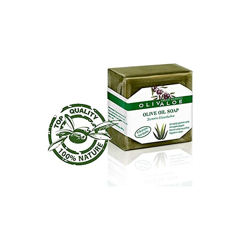 OLIVALOE 00196 Handmade Traditional Olive Oil Soap 200 g, Natural