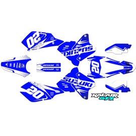 Kalair GFX Graphics Kit for Suzuki DRZ400SM (2001-2023) Spear Series Blue White 21 Mil-Dirt Pit Bike Motorcycle Stickers,Dirtbike Racing Decal Automotive Motocross Accessories no Plastics