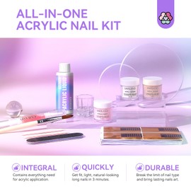 Saviland Acrylic Nail Kit – 3 Colors Acrylic Powder and Liquid Set with Acrylic Nail Brush Cuticle Oil for Acrylic Application Professional Acrylic Nail Set for beginners for gift DIY Acrylic Nails