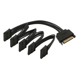 QINJOOELC SATA Power Splitter Cable - 15 Pin SATA Male to 5 Female Power Extension Hard Drive Cable for HDD, SSD and Optical Drives