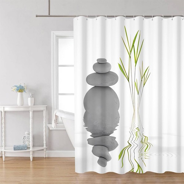 Shower Curtain Bamboo, Uiiooazy Shower Curtain, Green Leaves, Tree, Plants,