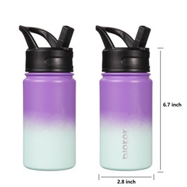 BJPKPK Water Bottle with Straw Lid, 15 oz Insulated Water Bottle, Stainless Steel Metal Water Bottles, Reusable Leak Proof BPA Free Thermos, Flask, Cups, Lavender