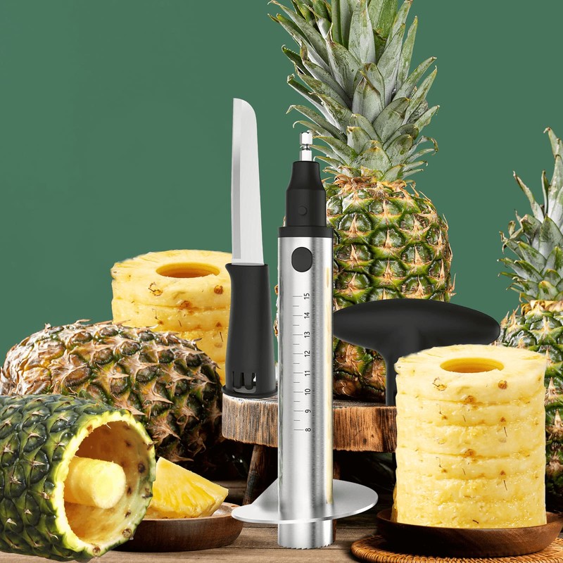 Newness Pineapple Corer with Knife, [Upgraded, Electric & Manual] Stainless