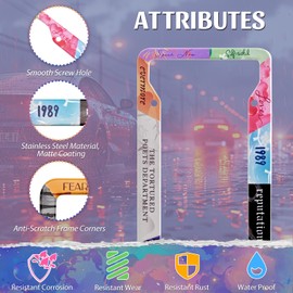 License Plate Frame for Car, Taylors Version Style Car Plate Frame with Screws for Standard Us Canada License Plate Holder, Stainless Steel Car Accessories 12x6 Inch