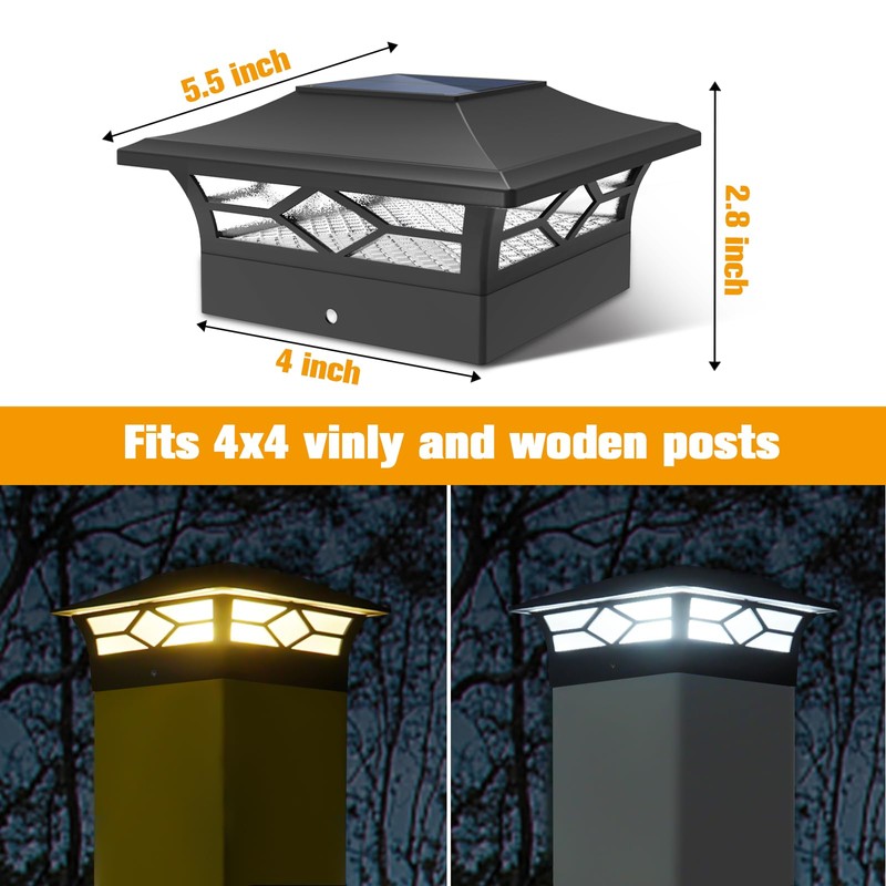 Solar Post Cap Lights Outdoor 8pack, Waterproof Solar Powered Deck