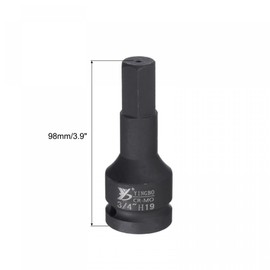 sourcing map 19mm Impact Hex Bit Socket, 3/4" Drive 98mm Length High Carbon Steel Metric Sizes
