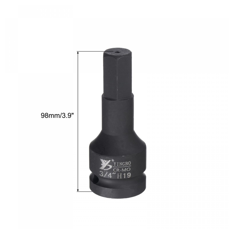 sourcing map 19mm Impact Hex Bit Socket, 3/4" Drive 98mm