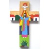 Hand painted Cross. 25 cms Risen Christ Wooden Crucifix. Latin American Cross.