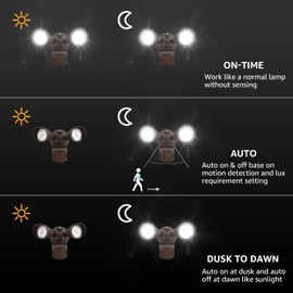 LEONLITE COB LED Security Light, Motion Sensor Flood Lights Outdoor, Aluminum, 3 Modes Motion Detector+Dusk to Dawn+Switch Control, 100-277V, Adjustable 2-Head, IP65, 5000K Daylight, ETL, Bronze