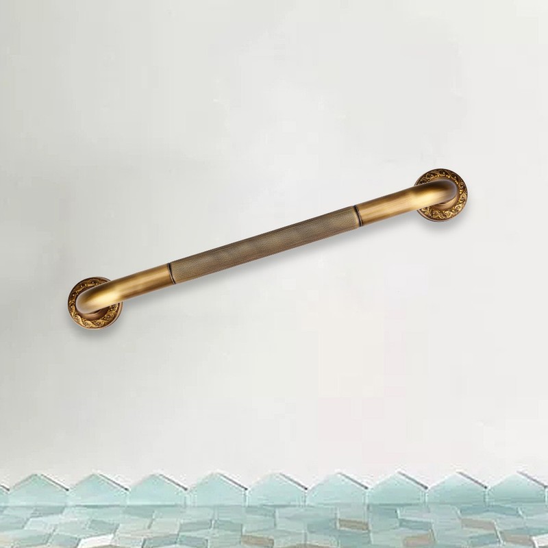 Antique Style Brass Carved Shower Tub Safety Grab Bar Wall