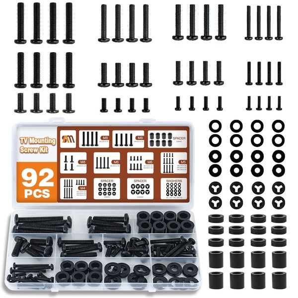 92PCS Universal TV Mounting Hardware Screw Kit Set - M4