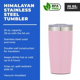 Gifts by Design 6 Ct of 20 Oz Two-Tone Himalayan Stainless Steel Tumbler with Lid – Pink – Customizable Insulated Cups for Water, Coffee, Hot & Iced Drinks – Great for DIY, Events, Work