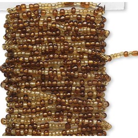 TMGP Beaded Wire, 15 Feet Pre-Strung Silver Lined Light Gold & Brown Glass Seed Bead*
