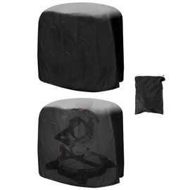QWORK Dustproof Miter Saw Cover, 2 Pack Waterproof Covers, 210D Oxford Cloth with Bottom Drawcord Fits Most Miter Saws, Planers, Machine Tools, Black